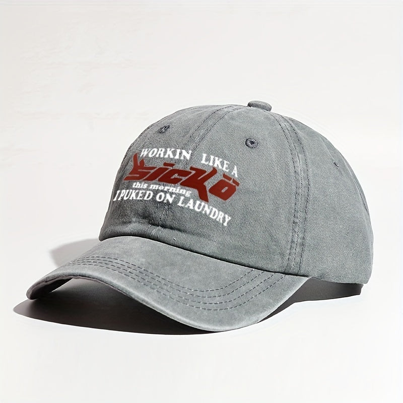 Vintage Baseball Cap Letter Printed Distressed Cotton Dad Hats Solid Sun Hat
