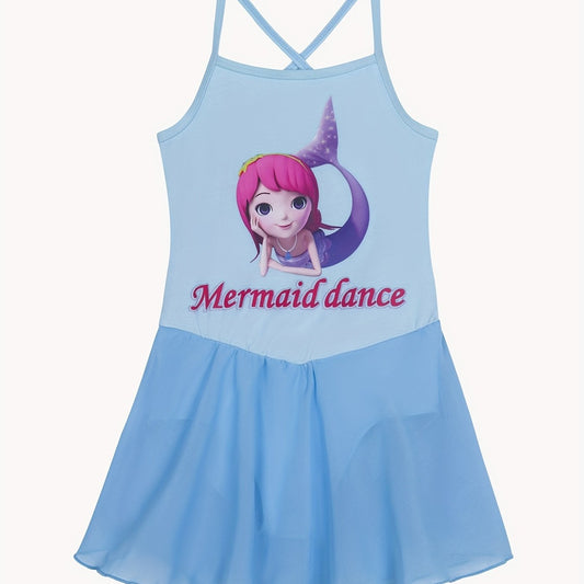 Cartoon Mermaid Ballet Skirt Cross Strap Dance Suit