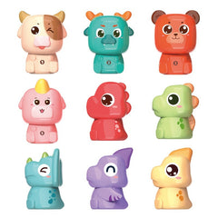 KDAYA 10pcs Animal Surprise Toy Set with Lock and Key & Shape Sorting Stackin