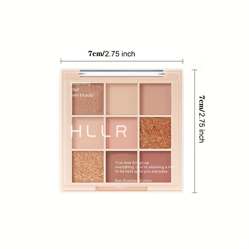 9 Shade Earth Tone Eyeshadow Palette Matte & Sequins Finish