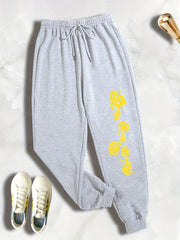 Graphic Print Drawstring Sweatpants Women's Plus