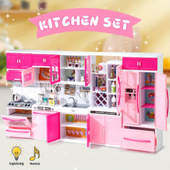 MQUDUO Pink Kitchen Set Pretend Play Toys for Christmas Halloween Thanksgiving E