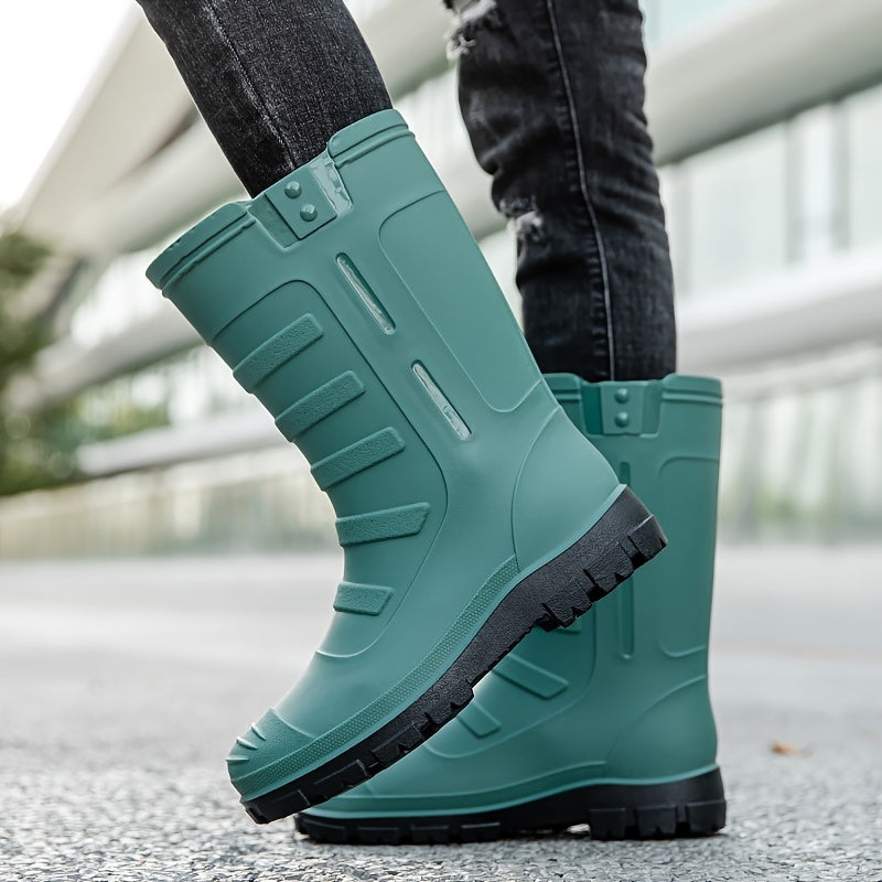Women's Thermal Mid Calf Rain Boots Waterproof Non slip Outdoor Shoes