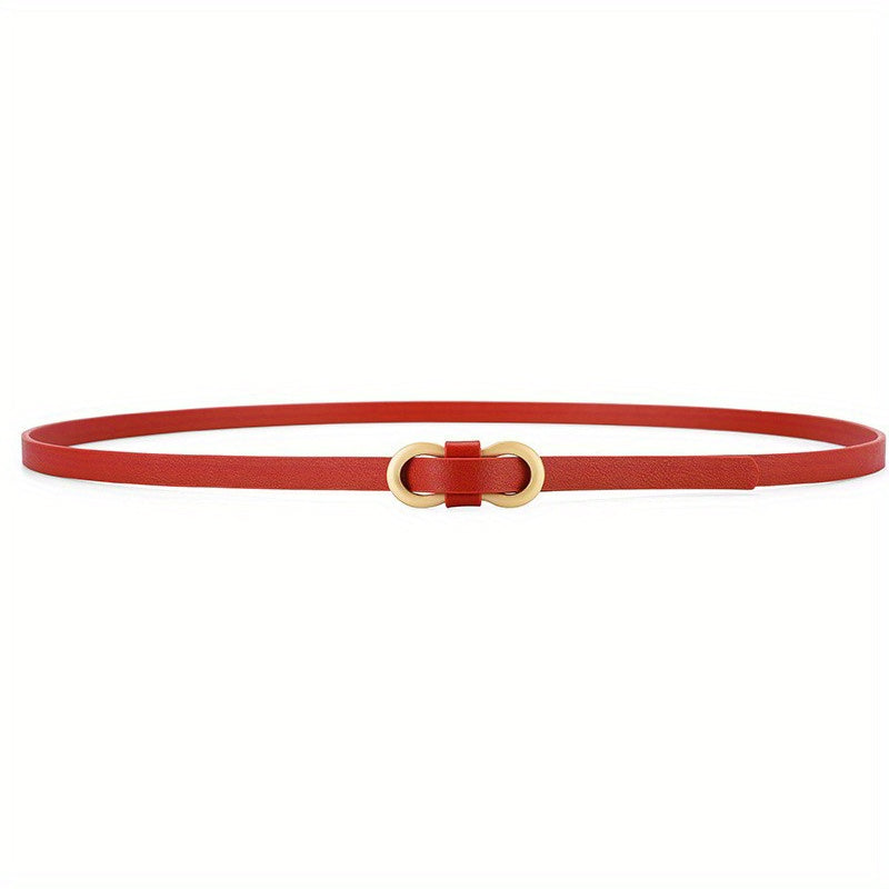 8 Shape Buckle Thin Belt Candy PU Waistband Women