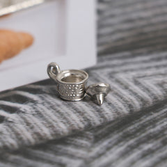 10pcs 1:12 Dollhouse Silver Metal Tea Coffee Tray Tableware Set
