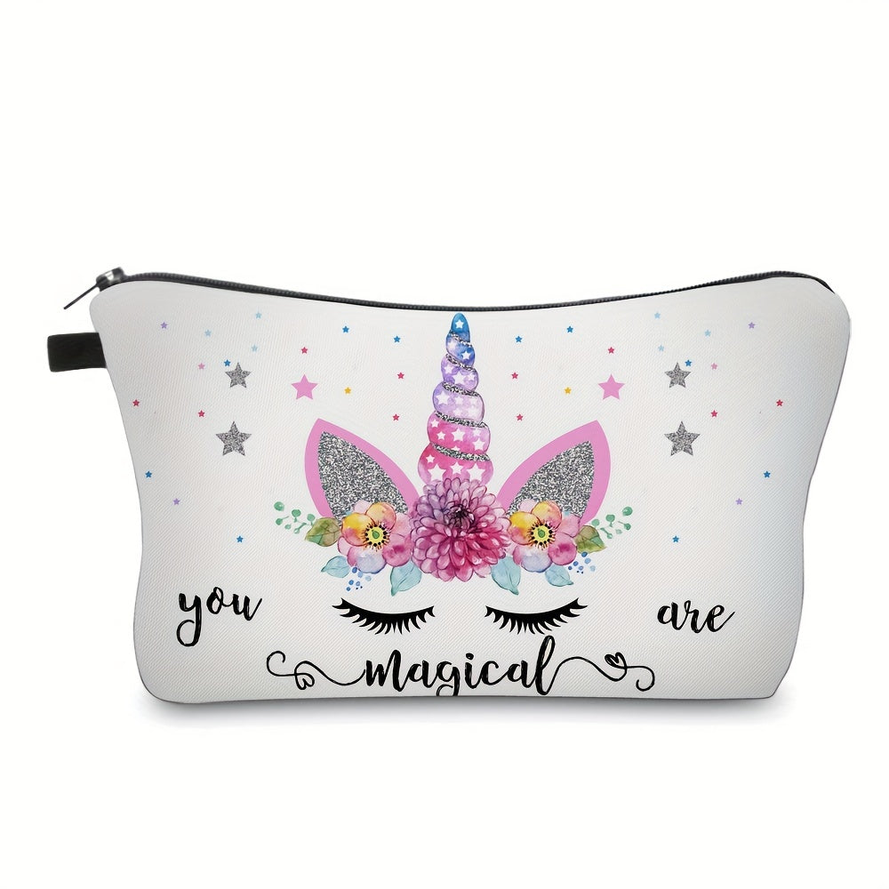 Unicorn Print Makeup Bag Toiletry Pouch Water Resistant Cosmetic Bag