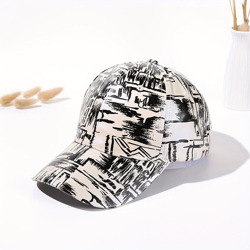 Hip Hop Graffiti Baseball Cap Tie Dye Print Beige Dad Hat Adjustable Sun Hats