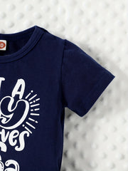 2pcs Baby Boys Just A Boy Who Loves His Mama T shirt & Shorts Set