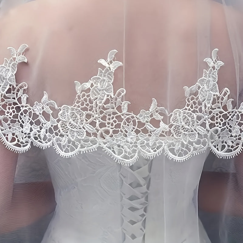 Bridal Veil Floral Embroidery Lace Trim for Weddings Brides Formal Events