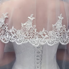 Bridal Veil Floral Embroidery Lace Trim for Weddings Brides Formal Events