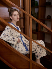 Constellation Print Pajama Set Long Sleeve Top & Elastic Waistband Pants