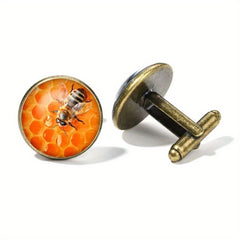 Crystal Glass Copper Cufflinks for Men