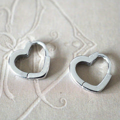 Heart Shape 925 Silver Plated Hoop Earrings For Women