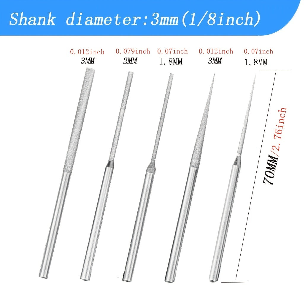 20 Pcs Diamond Grinding Set 5 Shapes 1/8 Inch Shank Rotary Tool
