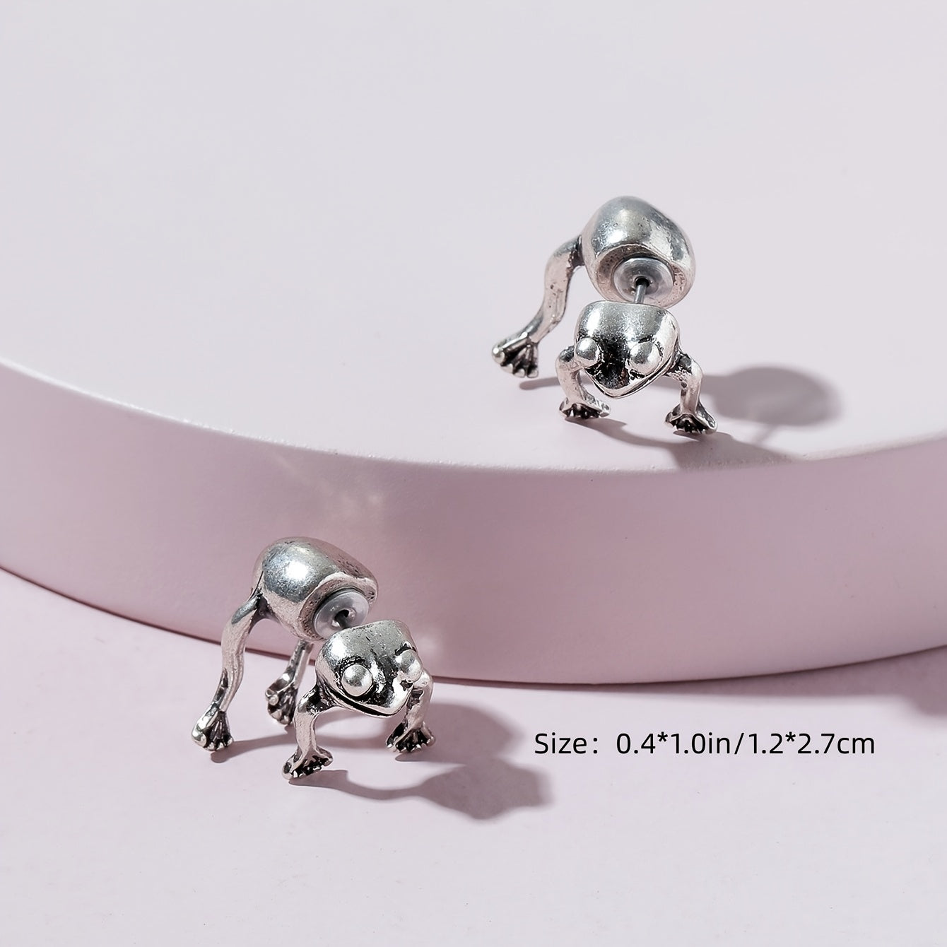 Vintage Frog Front & Back Earrings 14K Plated