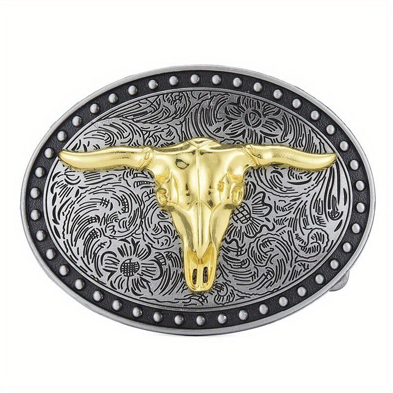 Men's Carved Retro Button Western Cowboy Belt Buckle