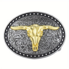Men's Carved Retro Button Western Cowboy Belt Buckle