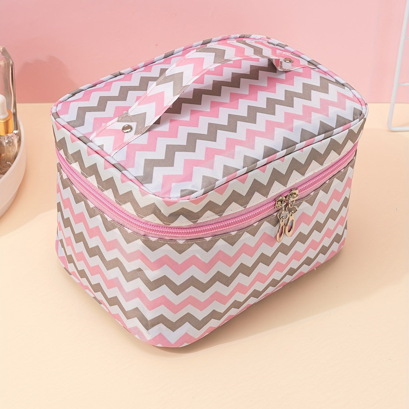 Ripple Pattern Makeup Bag Travel Toiletry Cosmetic Bag Large Capacity