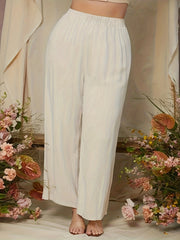 Casual Pants Women's Plus Plain Loose Fit Straight Leg Pants