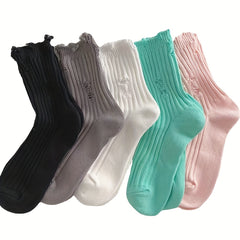 5 Pairs Women's Ripped Mid Tube Stockings