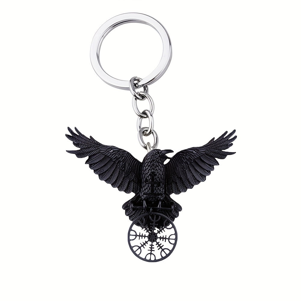 Goth Crow Keychain Viking Symbol Animal Key Chain Ring Purse Bag Backpack