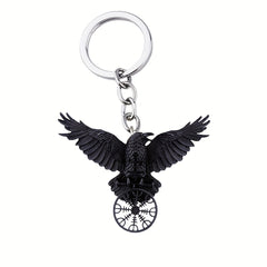 Goth Crow Keychain Viking Symbol Animal Key Chain Ring Purse Bag Backpack