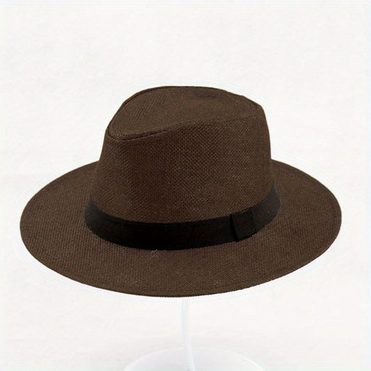 Vintage Jazz Fedora Cap Sun Hat Straw Hats Unisex Beach Hats