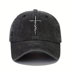 Vintage Distressed Baseball Cap With Faith Letter Sun Print
