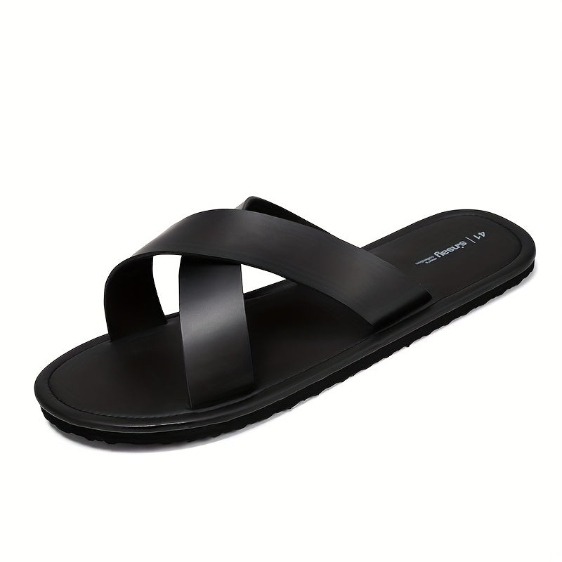 Men's Open Toe Faux Leather Non Slip Sandals Comfy Beach Shoes