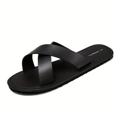 Men's Open Toe Faux Leather Non Slip Sandals Comfy Beach Shoes