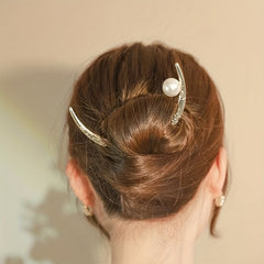 Moon Shape Faux Pearl Hairpin Vintage Hair Jewelry Accessory