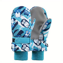 Kids Cartoon Waterproof Winter Gloves for Riding & Skiing