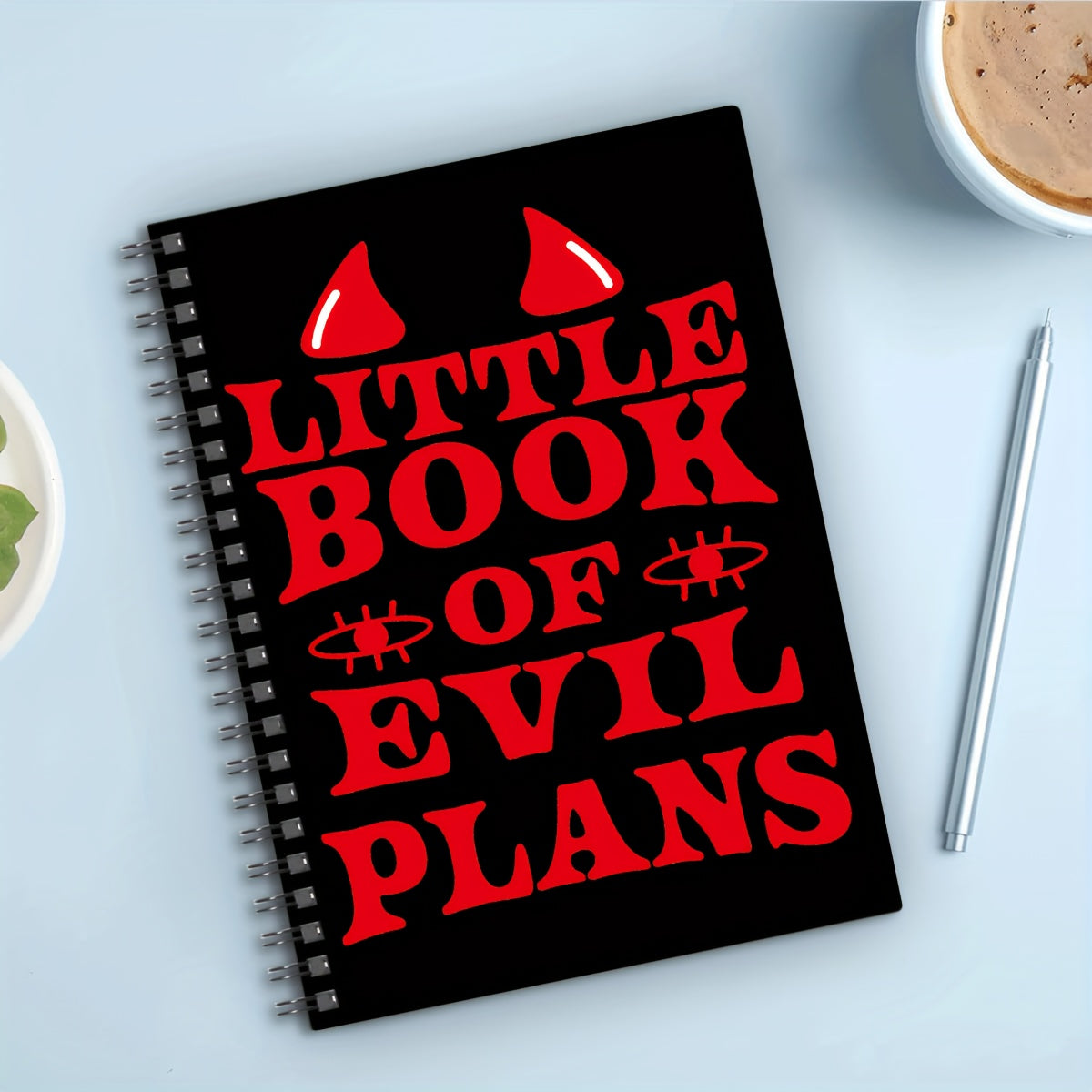 Little Book of Evil Plans A5 Spiral Notebook Red Devil Horns