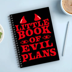 Little Book of Evil Plans A5 Spiral Notebook Red Devil Horns
