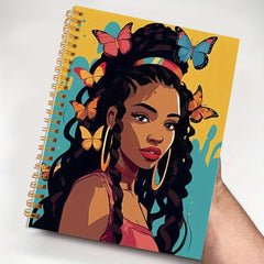 African American Woman with Butterflies Notebook 50 Pages Plain Paper