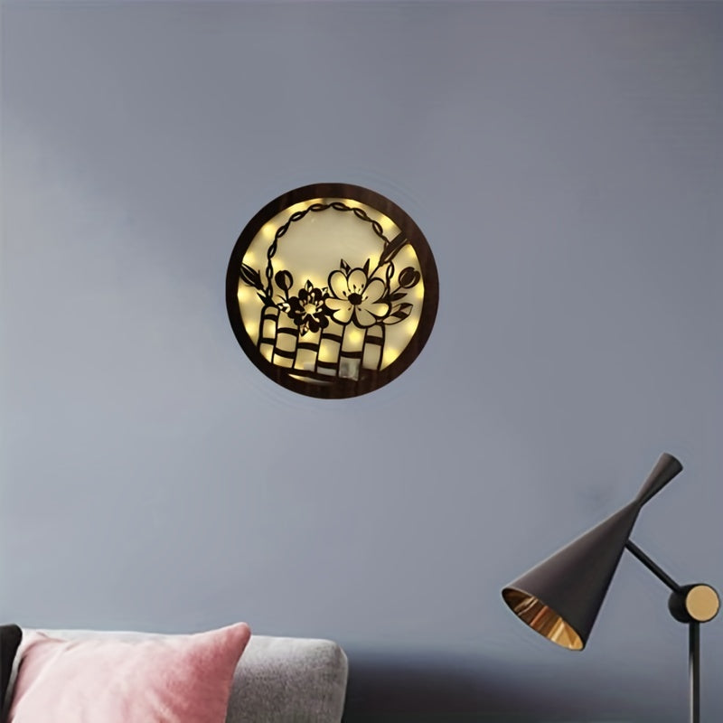 Children's Room LED Wall Clock Retro Wooden Sign Decoration