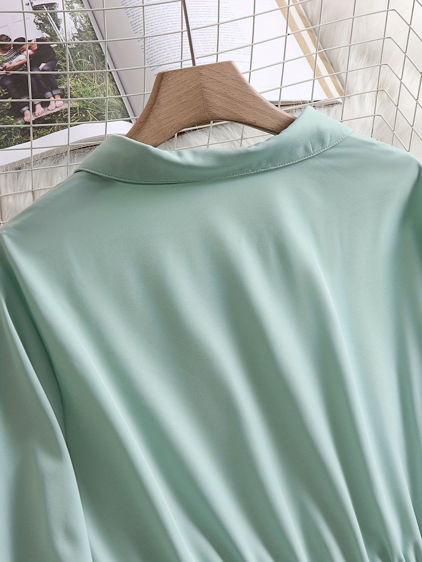  Lantern Sleeve Polo Neck Dress