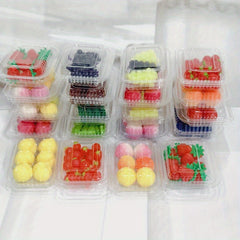 3pcs Dollhouse Kitchen Faux Fruit Decor Transparent Boxes Peach Grape Cherry Str