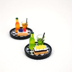 1:32 Scale Soda and Cake Set with Tray Dollhouse Accessories