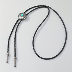 Leather Braided Necklace Vintage Cowboy Collar With Bow Tie For Men