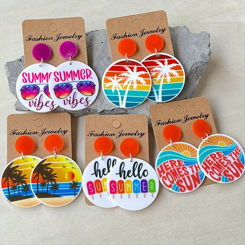 Colorful Pattern Acrylic Earrings for Summer - Gift for Family and Friends