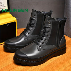 Leather Short Boots Lace up Shoes Fall Spring Summer