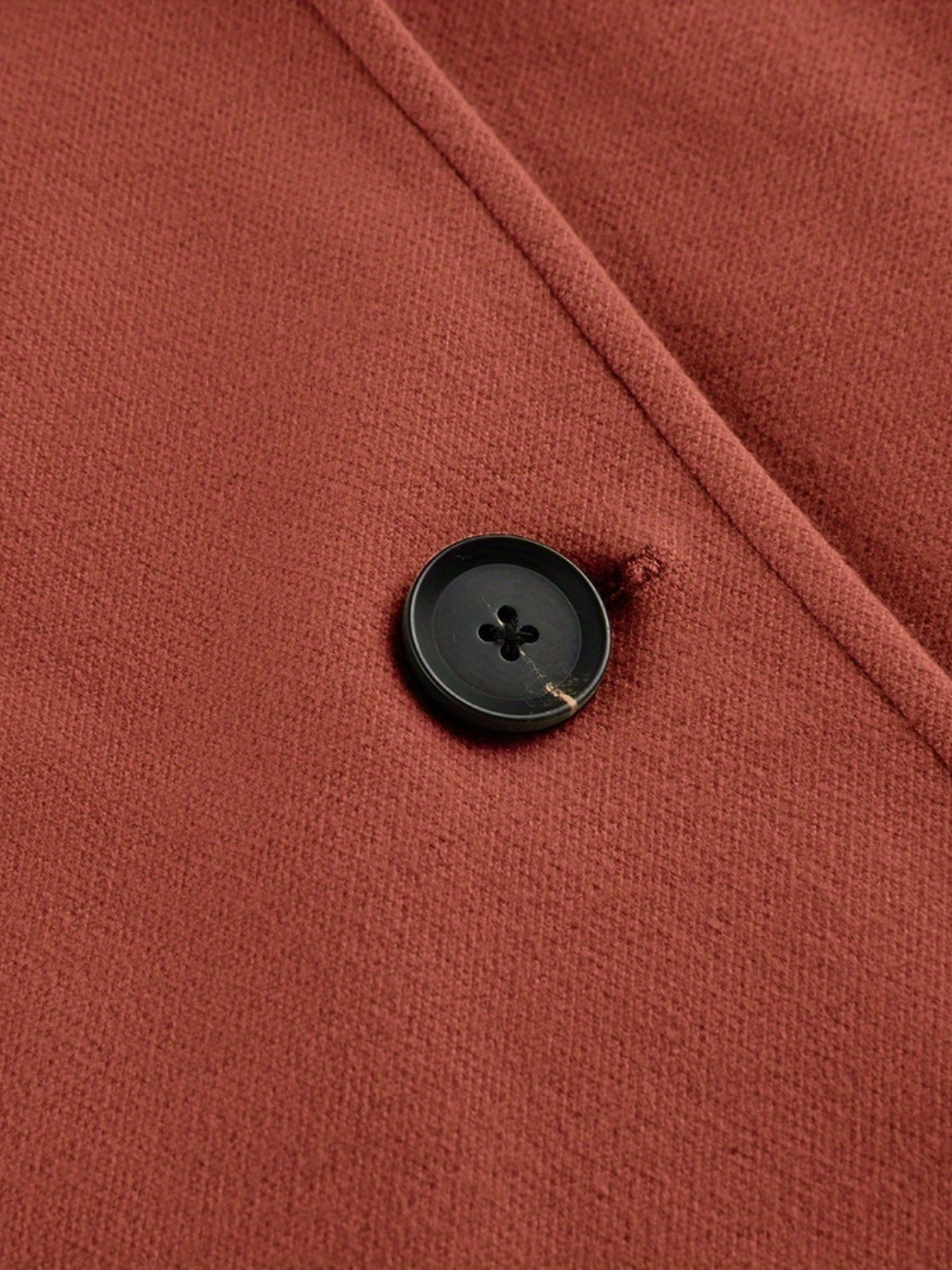 Solid Single Breasted Pea Coat Long Sleeve Overcoat For Fall & Winter