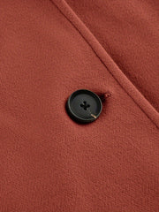 Solid Single Breasted Pea Coat Long Sleeve Overcoat For Fall & Winter