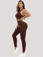 Yoga Set Lace up Sports Bra & Running Leggings Suit