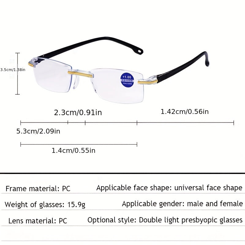 Anti Light Rimless Glasses Unisex Ultralight Intelligent Zoom Glasses