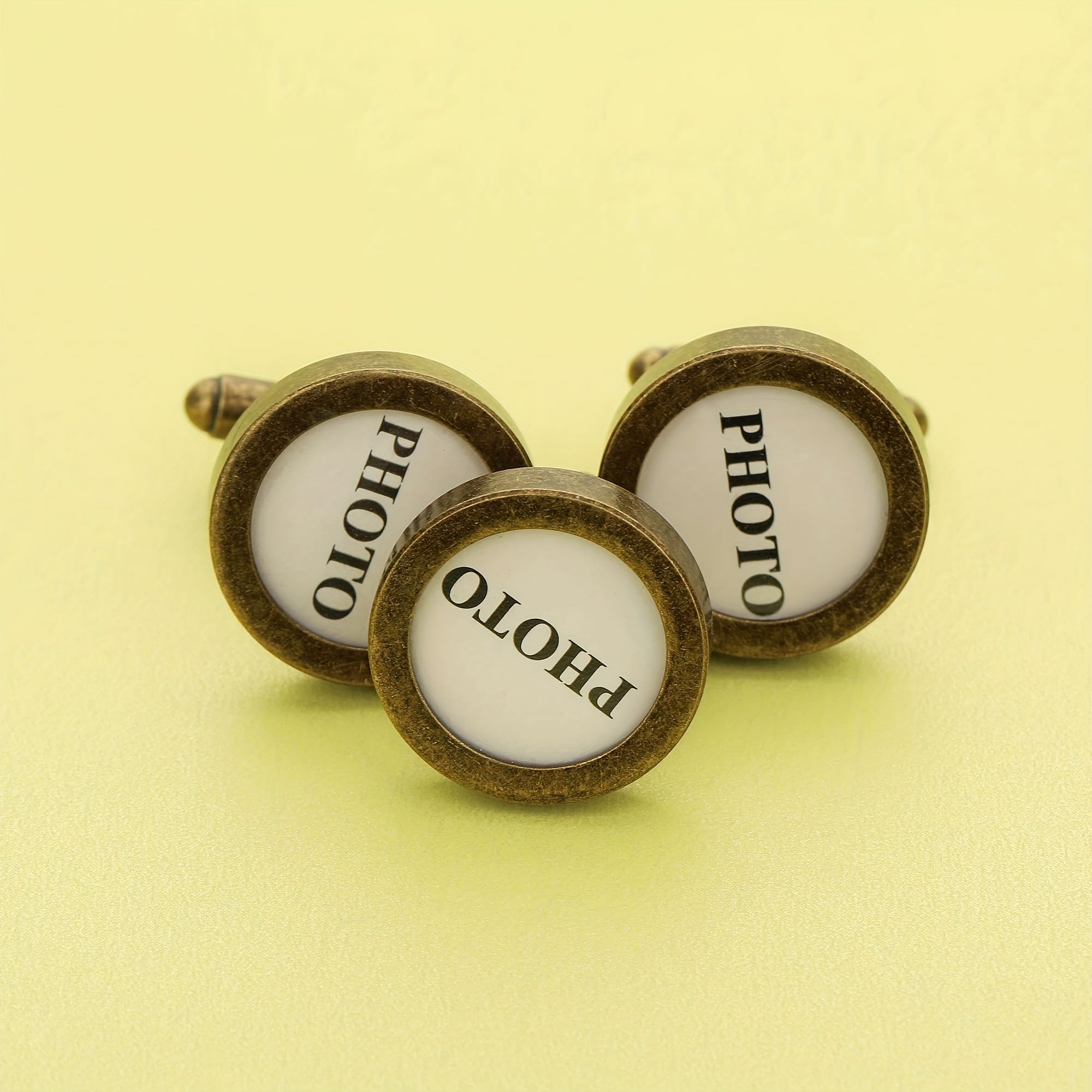 1 Pair Round Photo Cuff Links Settings Antiqued Bronze DIY Bezel Keepsake