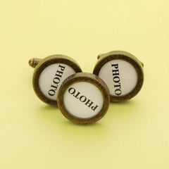 1 Pair Round Photo Cuff Links Settings Antiqued Bronze DIY Bezel Keepsake