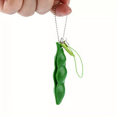 Pea Shaped Stress Relief Toy Keychain 13 Designs Plastic Gift for All Seasons