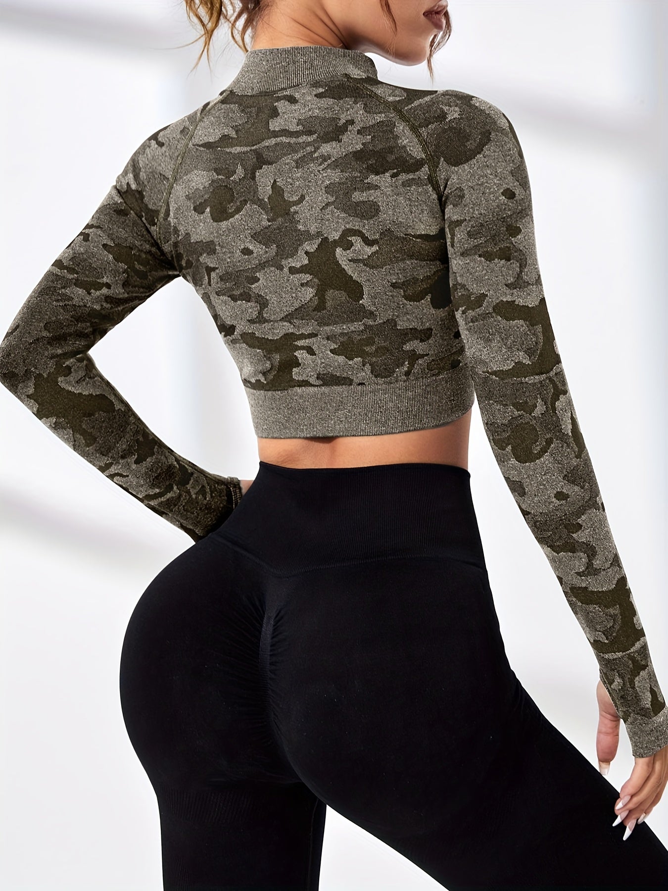 Camo Yoga Jacket High Stretch Slim Fit Activewear